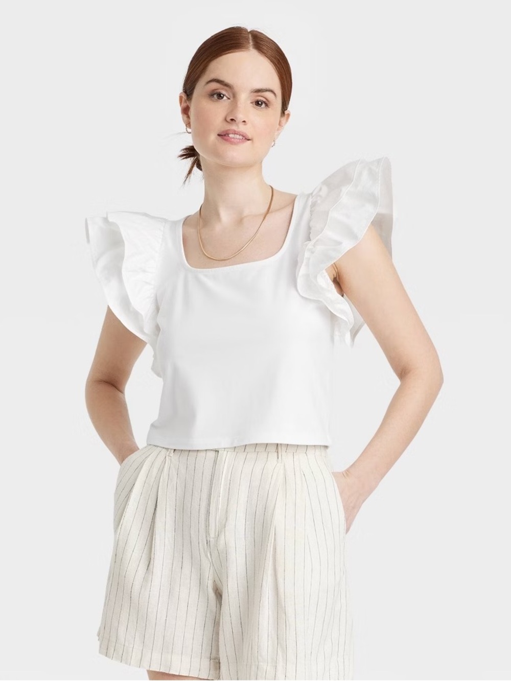 A New Day Double Flutter Short Sleeve Top